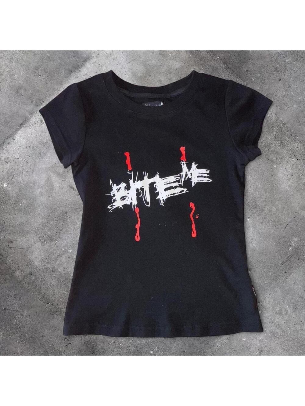 punxnkisses Bite Me baby tee, XS